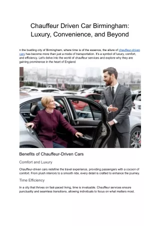 Chauffeur Driven Car Birmingham_ Luxury, Convenience, and Beyond