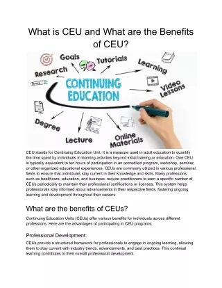 What is CEU and What are the Benefits