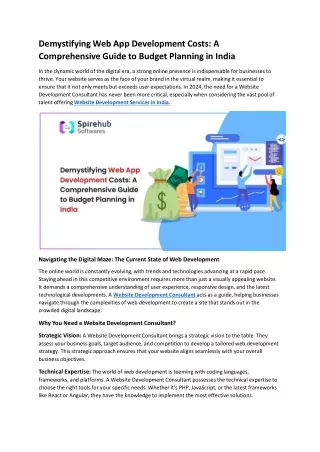 Demystifying Web App Development Costs A Comprehensive Guide to Budget Planning in India