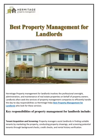 Best Property Management For Landlords