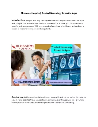 Trusted Neurology Expert in Agra | Blossoms Hospital