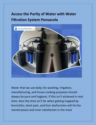 Discover the Top-Rated Water Filtration System in Pensacola for Pure Water