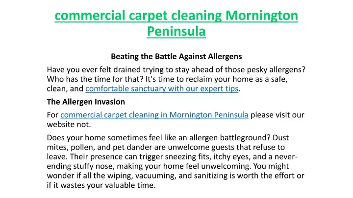 commercial carpet cleaning mornington peninsula