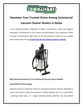 Keemoto Your Trusted Choice Among Commercial Vacuum Cleaner Dealers in Noida