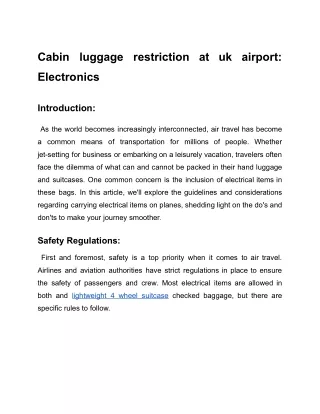 Cabin luggage restriction at uk airport_ Electronics