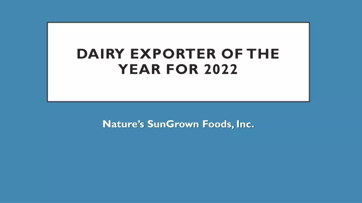 dairy exporter of the year for 2022