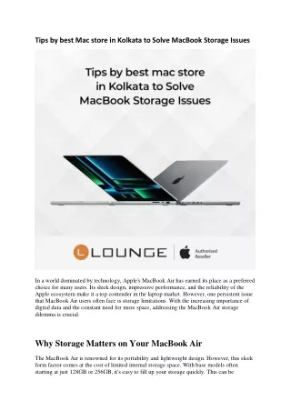 Tips by best mac store in kolkata to Solve Macbook Storage Issues