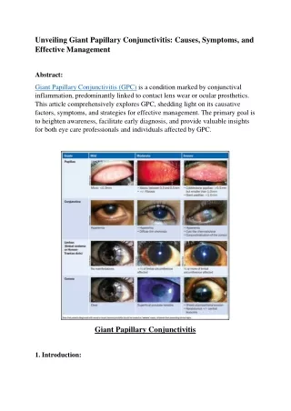 Unveiling Giant Papillary Conjunctivitis: Causes, Symptoms, and  Effective Manag