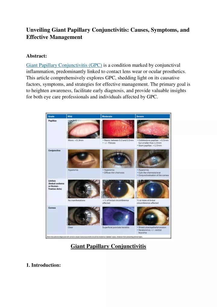 unveiling giant papillary conjunctivitis causes