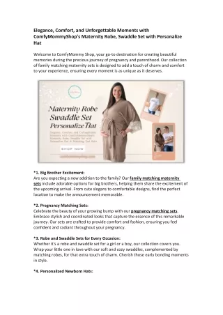 Elegance Comfort, and Unforgettable Moments with ComfyMommyShop's Maternity Robe , Swaddle Set with Personalize Hat