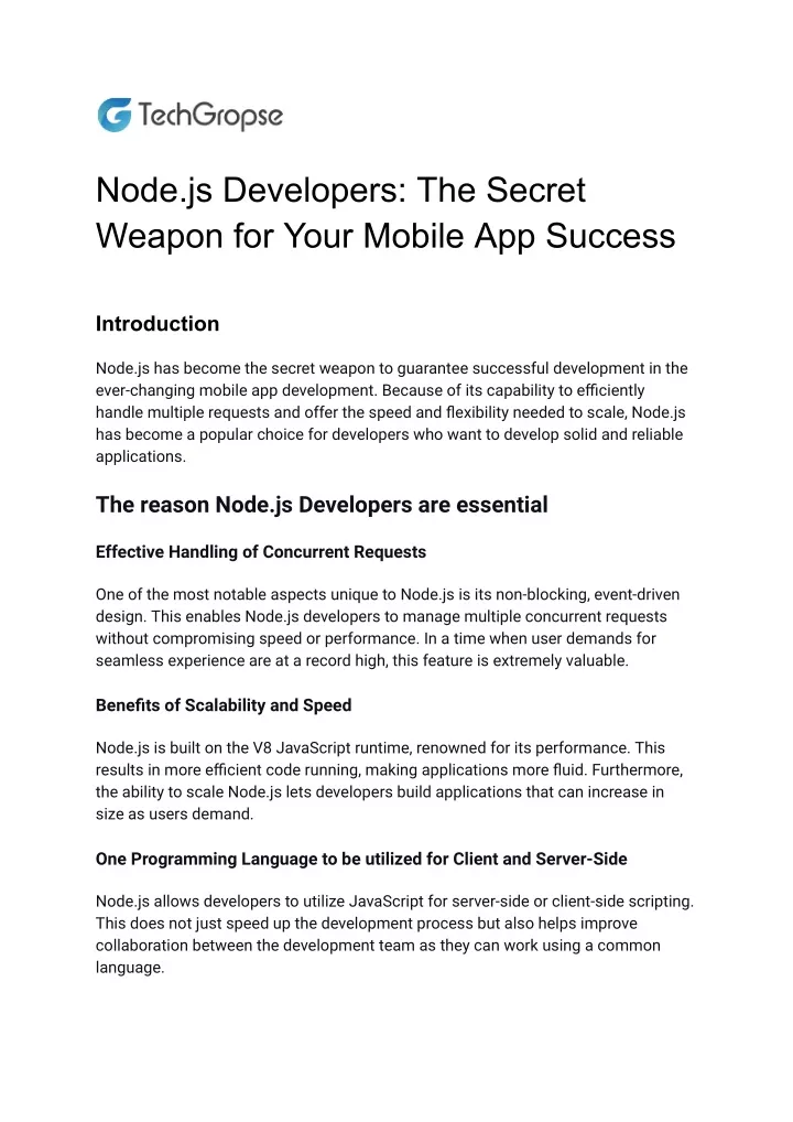 node js developers the secret weapon for your