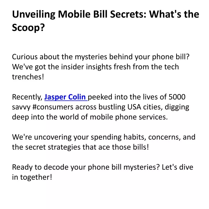 unveiling mobile bill secrets what s the scoop