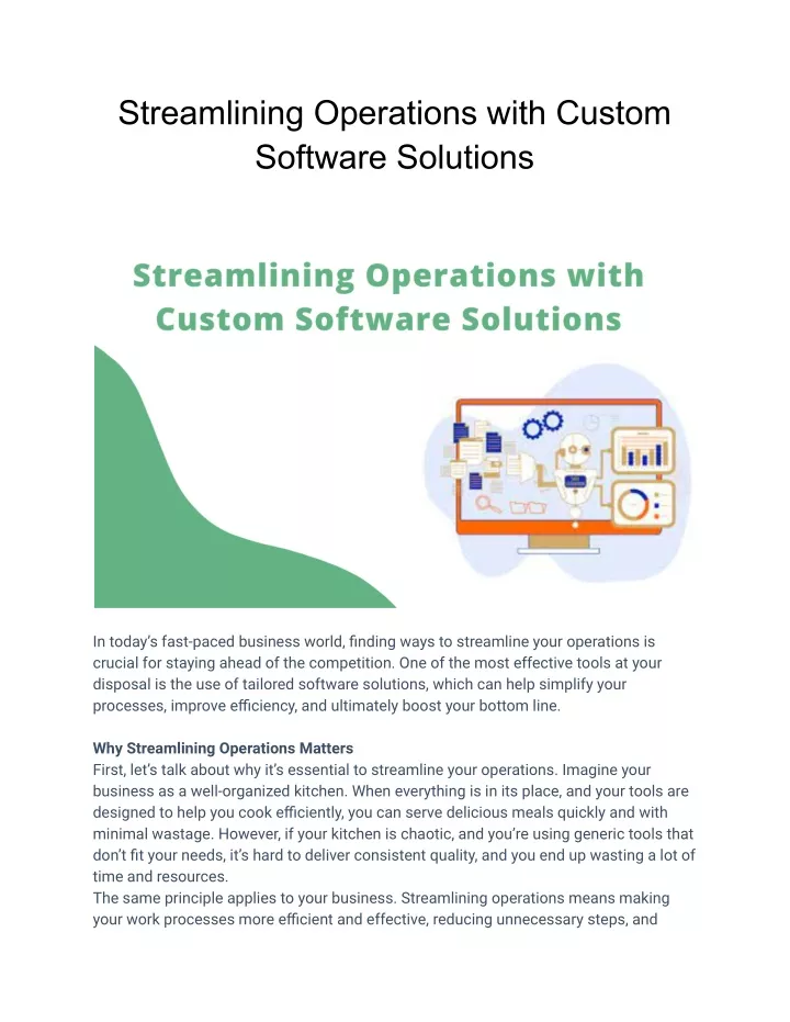 streamlining operations with custom software