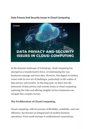 data privacy and security issues in cloud