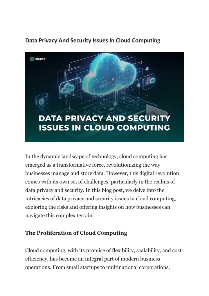 data privacy and security issues in cloud