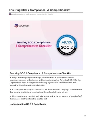 Ensuring SOC 2 Compliance A Comp Checklist