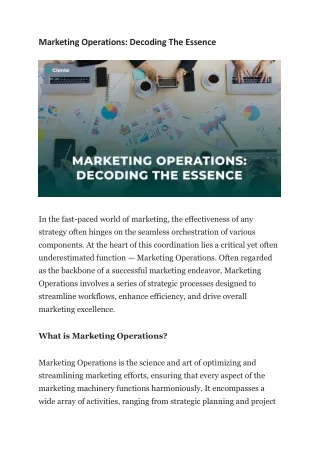 marketing operations decoding the essence