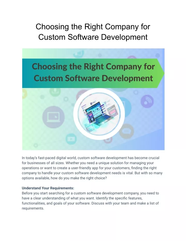 choosing the right company for custom software