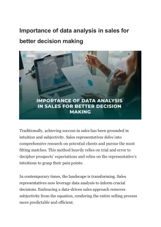 importance of data analysis in sales for