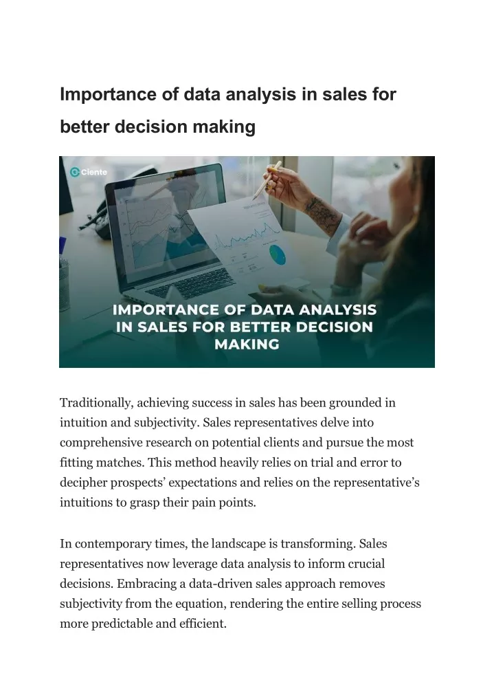 PPT - Importance of data analysis in sales for better decision making ...