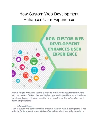 How Custom Web Development Enhances User Experience