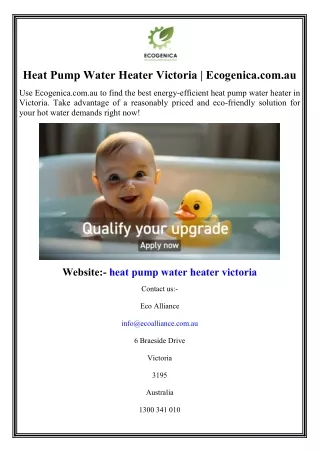 Heat Pump Water Heater Victoria Ecogenica.com.au