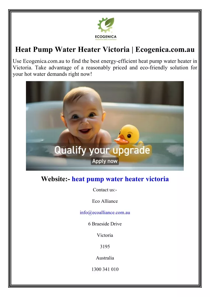 heat pump water heater victoria ecogenica com au
