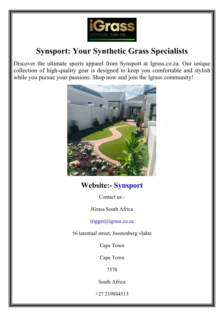 synsport your synthetic grass specialists