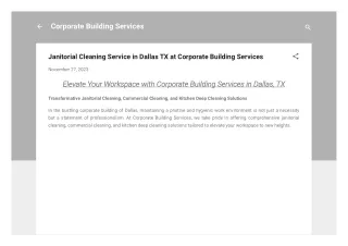 Janitorial Cleaning Service in Dallas TX at Corporate Building Services