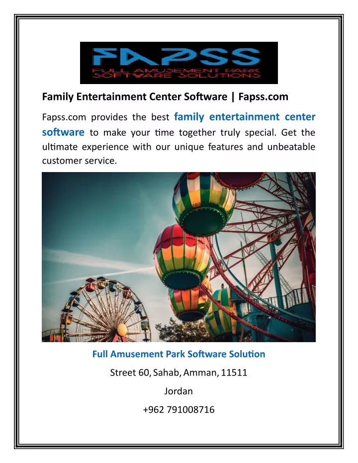 family entertainment center software fapss com