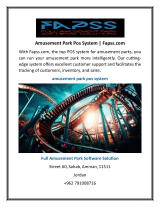 Amusement Park Pos System