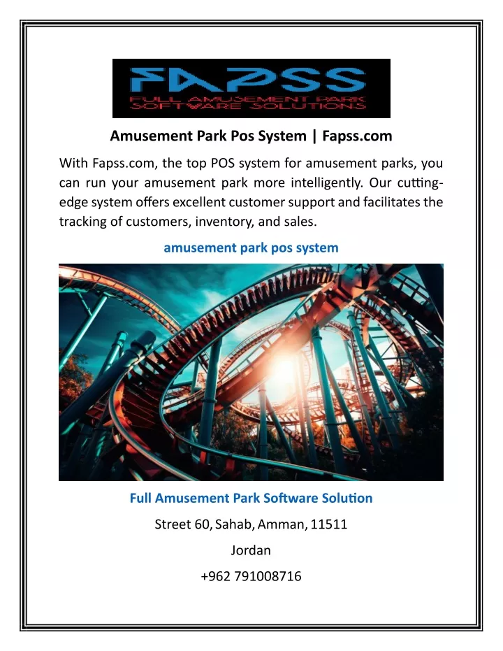 amusement park pos system fapss com