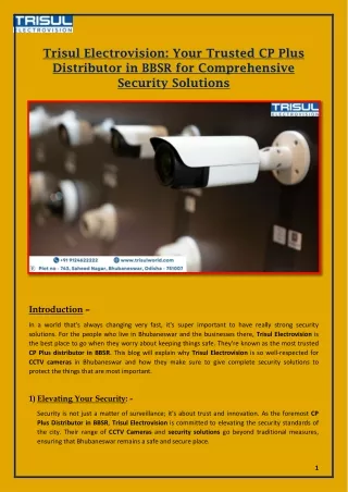 Trisul Electrovision Your Trusted CP Plus Distributor in BBSR for Comprehensive Security Solutions