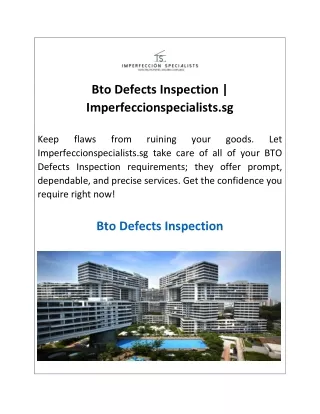 Bto Defects Inspection  Imperfeccionspecialists.sg