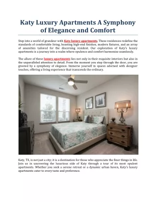 Katy Luxury Apartments - A Symphony of Elegance and Comfort