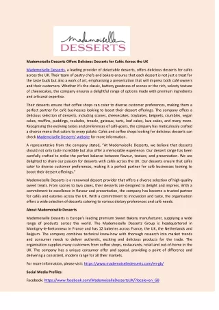 mademoiselle desserts offers delicious desserts