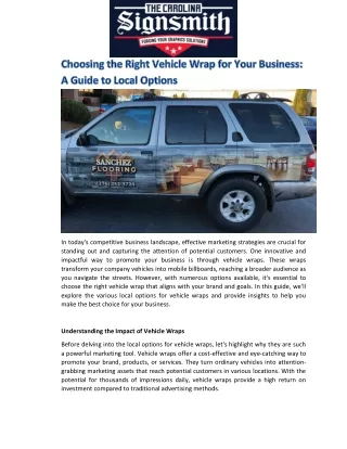 Choosing the Right Vehicle Wrap for Your Business A Guide to Local Options