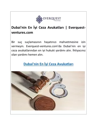 Dubai'nin En İyi Ceza Avukatları  Everquest-ventures.com