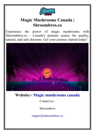 Magic Mushrooms Canada  Shroombros.co