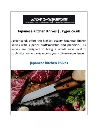 Japanese Kitchen Knives  Jayger.co.uk