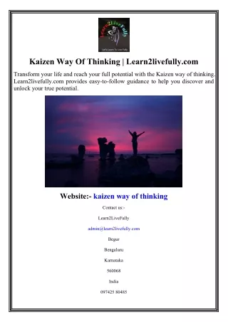Kaizen Way Of Thinking  Learn2livefully.com
