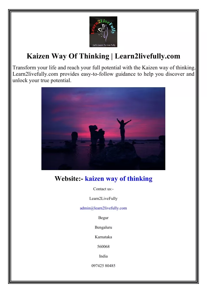 kaizen way of thinking learn2livefully com