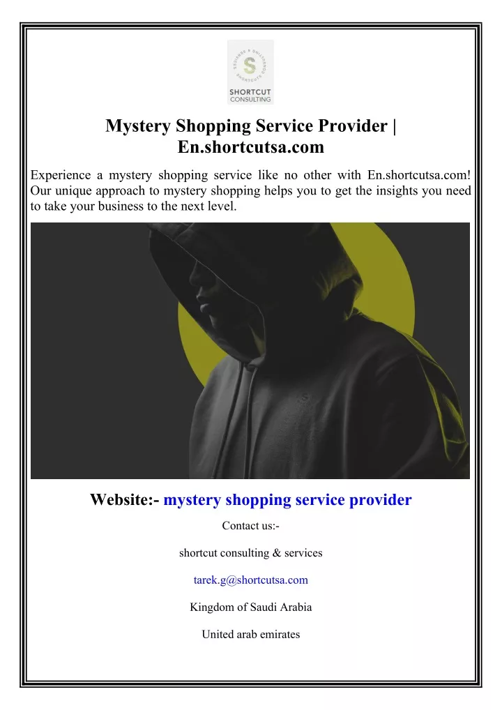 mystery shopping service provider en shortcutsa