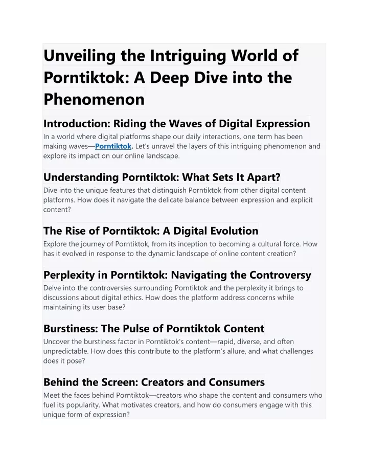 unveiling the intriguing world of porntiktok