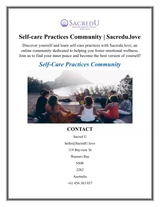 Self-care Practices Community  Sacredu.love