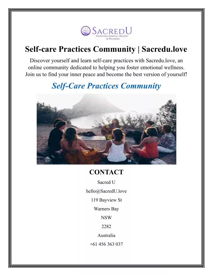 self care practices community sacredu love
