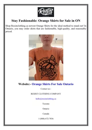Stay Fashionable Orange Shirts for Sale in ON