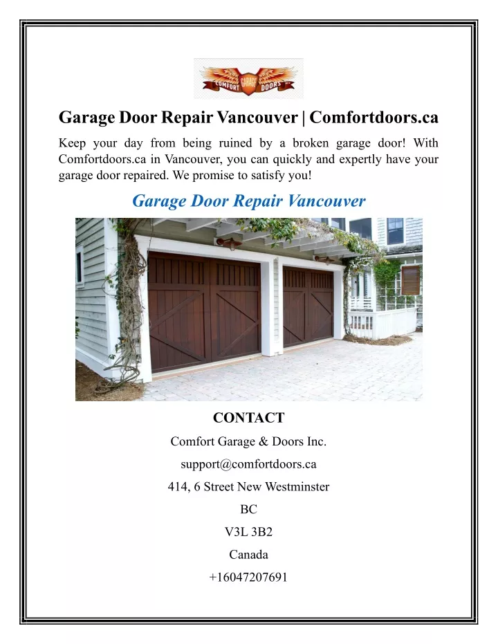 garage door repair vancouver comfortdoors ca