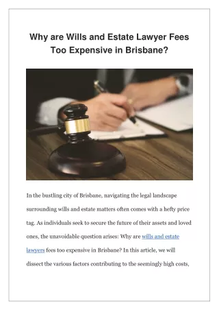 Why are Wills and Estate Lawyer Fees Too Expensive in Brisbane?