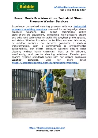 Power Meets Precision at our Industrial Steam Pressure Washer Services